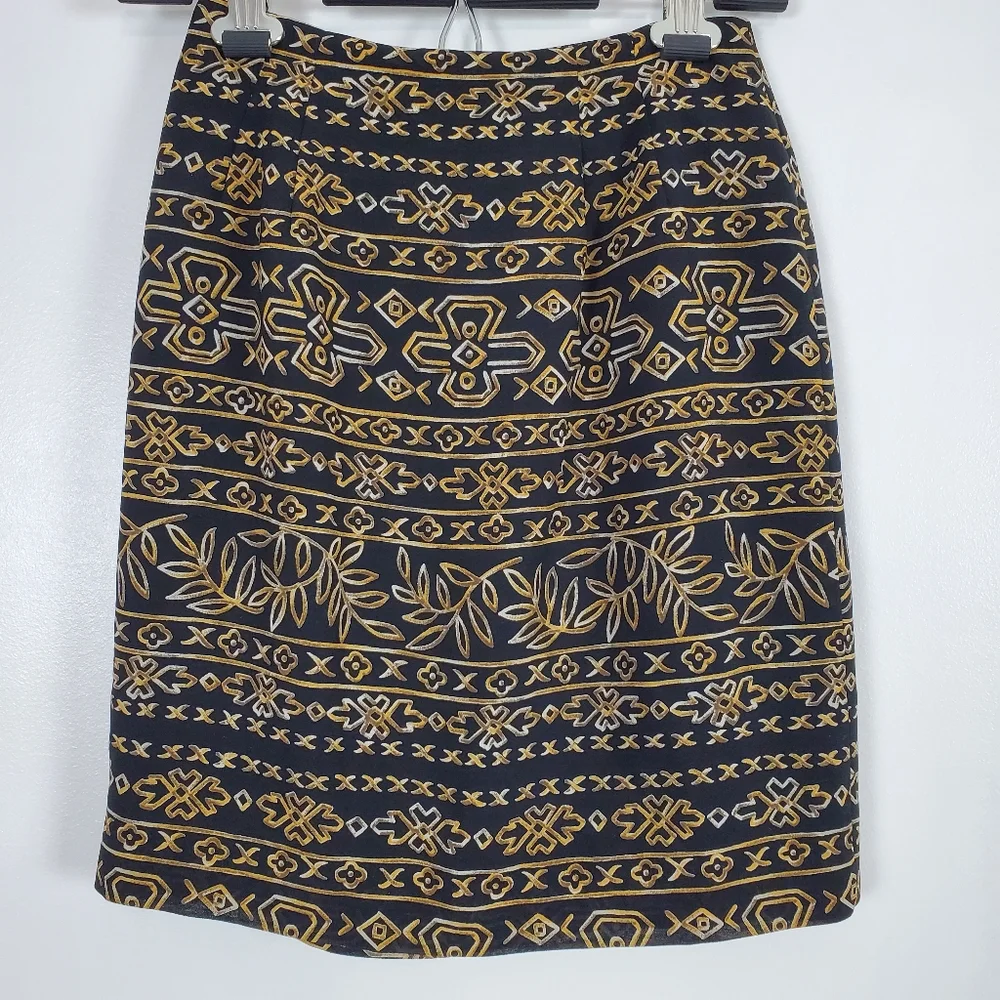 Charter Club wrap skirt 2 petite black and gold